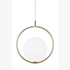 Gold Ring & Globe Glass Pendant Light Nordic Hanging Lamp