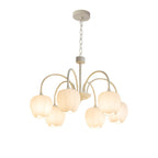 Tulips Flowers Three Step Dimming LED Milky White Modern Chandelier