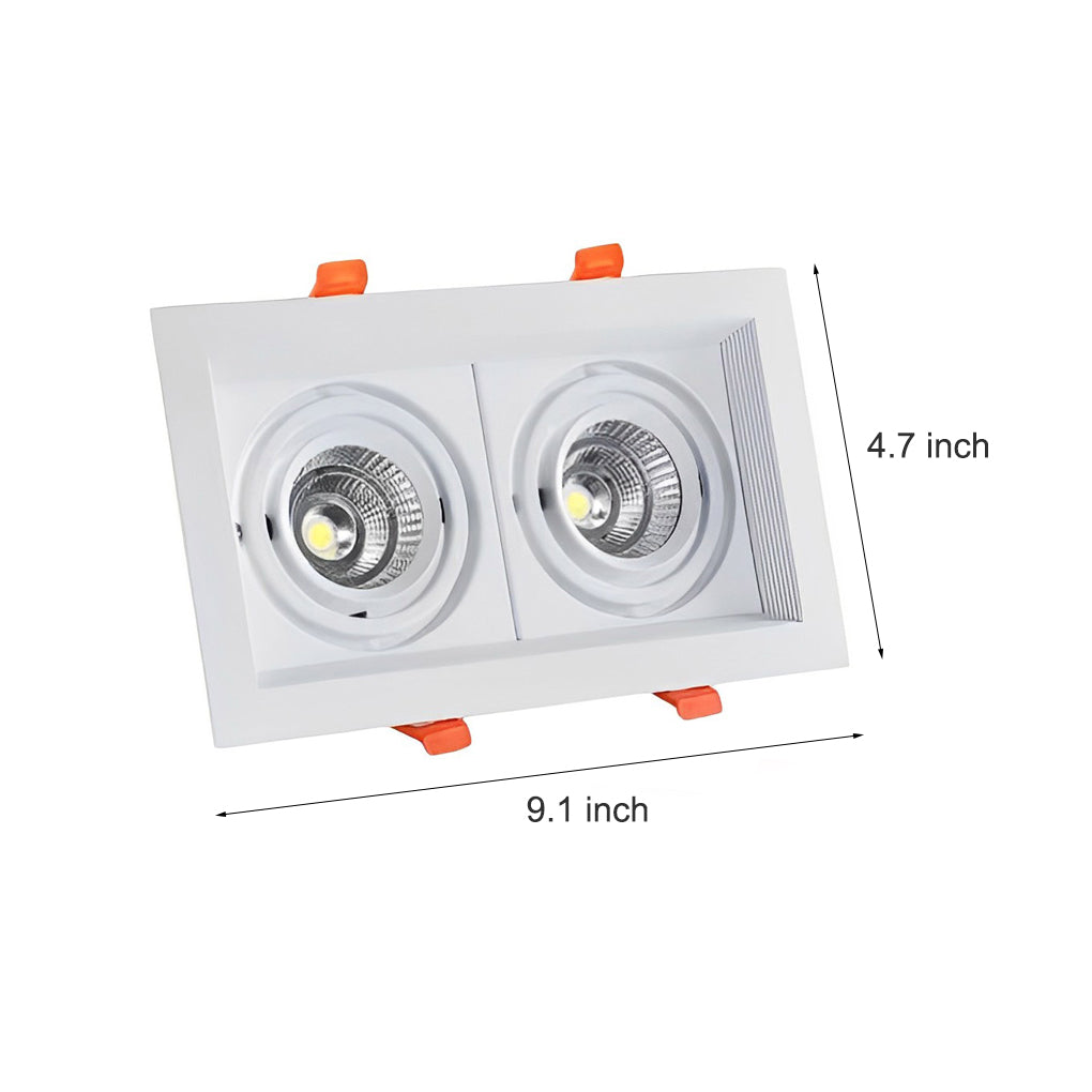 Ceiling Twin Light Rectangular Adjustable Recessed Spotlight