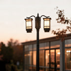 2 Head Outdoor Post Light Modern Black Waterproof Light