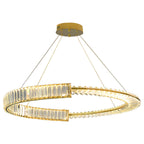Gold Crystal Chandelier Dimmable LED Modern Ring Ceiling Light