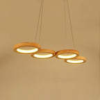 Rustic 4-Circle Wood LED Modern Chandeliers Ceiling Lights