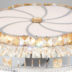 Gold Ceiling Fan with Light Crystal Design 4-Blade PC Invisible Lamp