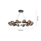 Black Round Chandelier with Geometric Glass Shades Ceiling Light
