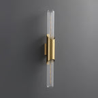 Up Down Wall Lights Full Brass Cylindrical Gold Finish Glass Light