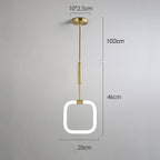 Square Pendant Light Copper Acrylic Geometrical LED Ceiling Lights