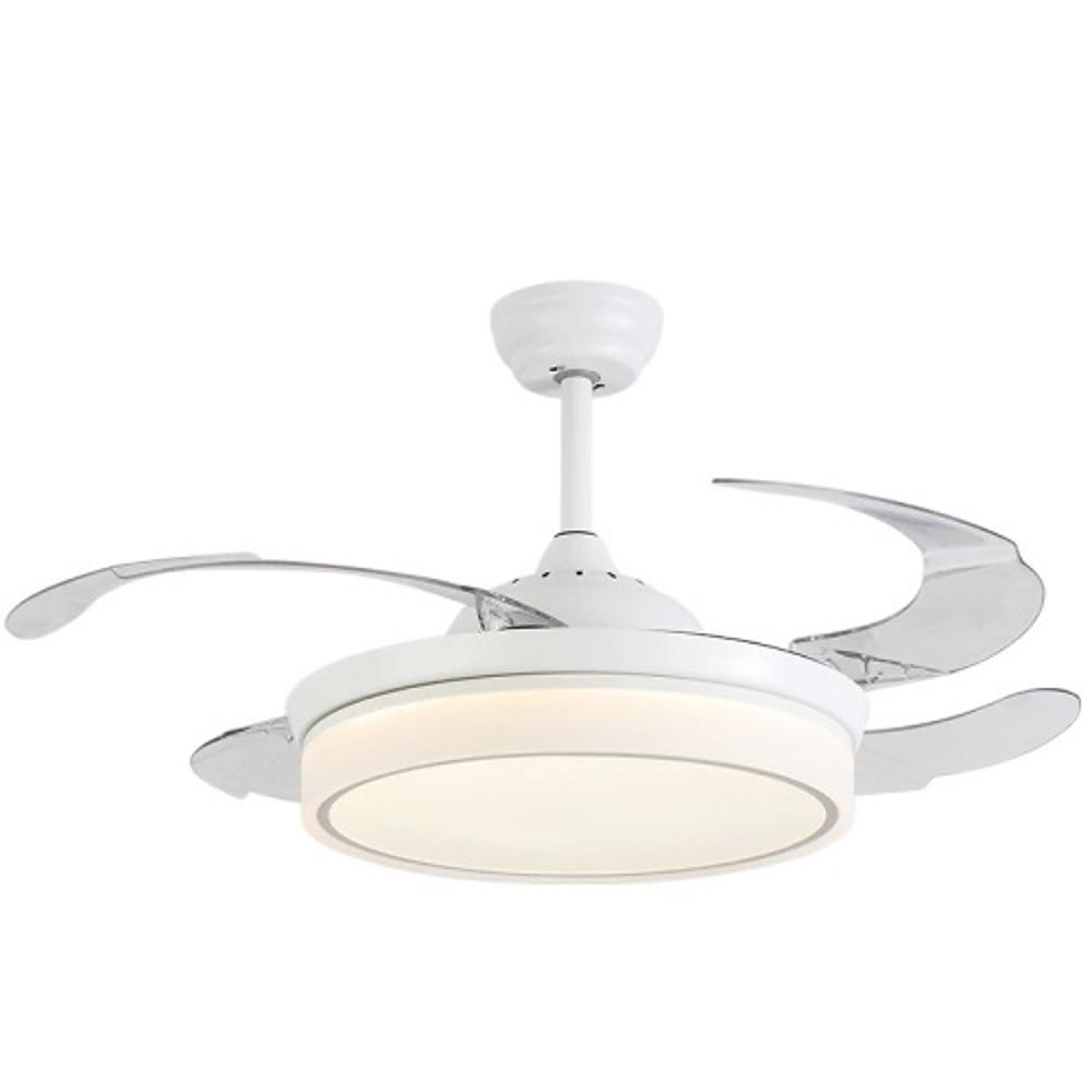 15/19 23-In LED 4 Blades White Retractable Ceiling Fan with Light