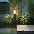 Wide Top LED Post Lights with Rain Shield & Hollow Interior Dual Power Options