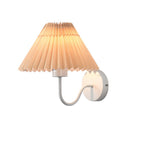 Vintage 1-Light Dimmable Metallic Armed Sconce with Pleated Fabric Shade