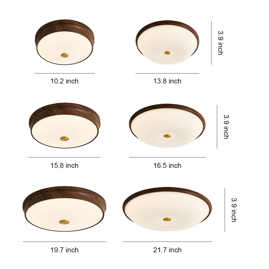 Vintage Art Deco Flush Mount Ceiling Light Full-Spectrum Walnut Light