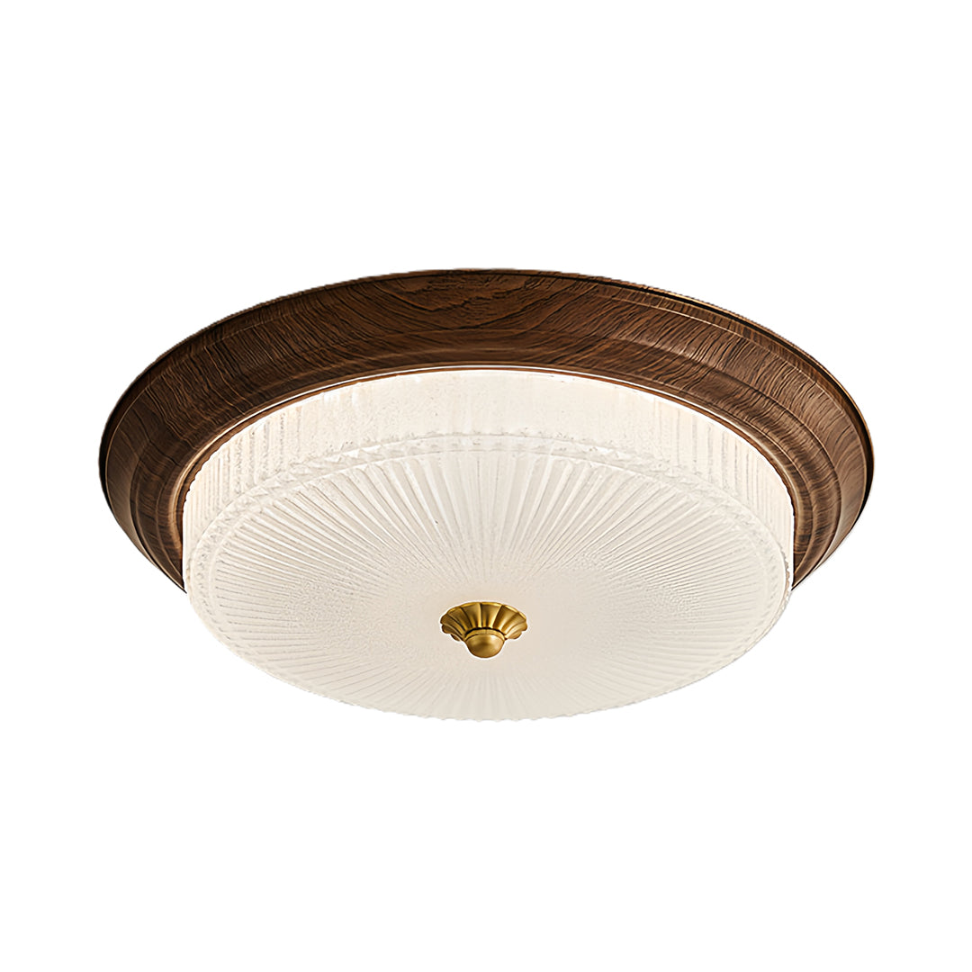 Vintage Art Deco Flush Mount Ceiling Light Full-Spectrum Walnut Light