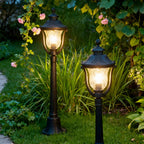 Bollard Post Light Outdoor Garden Glass Shade Aluminum Lamp