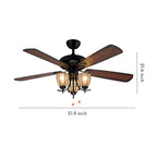 Vintage Style Ceiling Fans with Lights Wood Grain Dark Fan Lamp