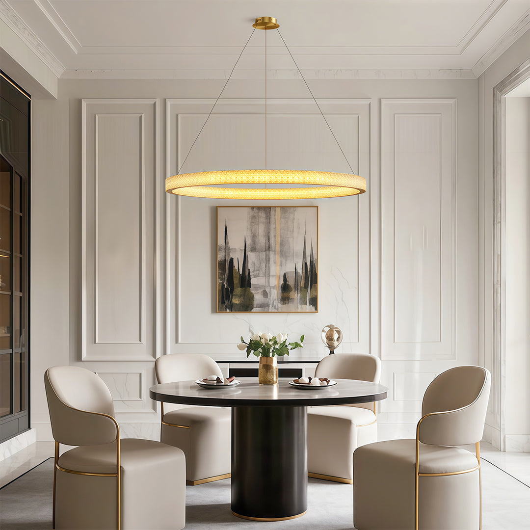 Circular Modern Chandelier Luxury Copper Ceiling Light