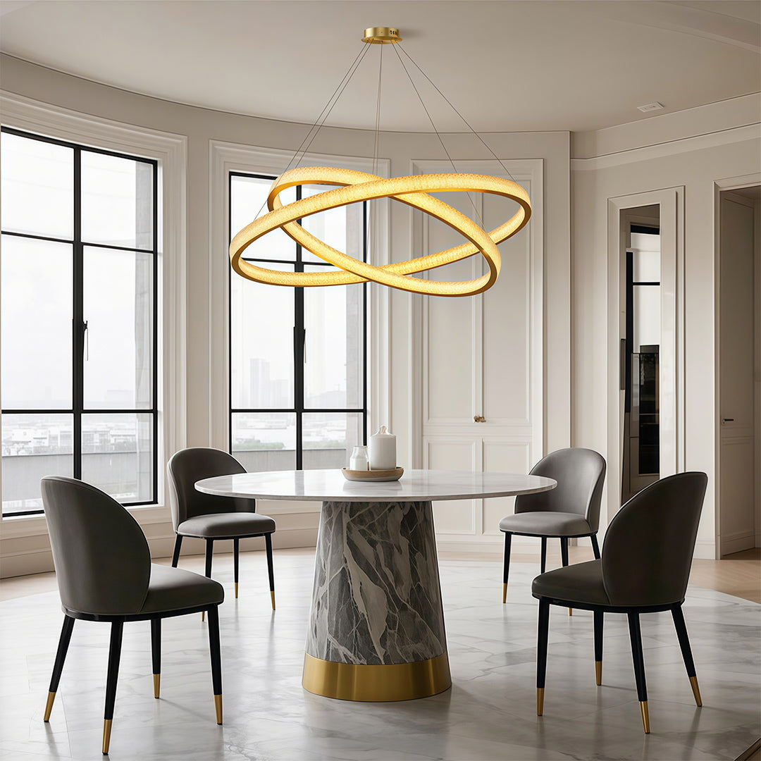 Circular Modern Chandelier Luxury Copper Ceiling Light