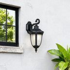Outdoor Black Wall Sconce European Style Aluminum Glass Shade Lamp
