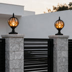 Outdoor Globe Pillar Lights Retro Glass Globe Copper Fence Post Light