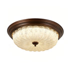 Retro Flush Mount Ceiling Light Pumpkin Walnut Wood Color Dome Light