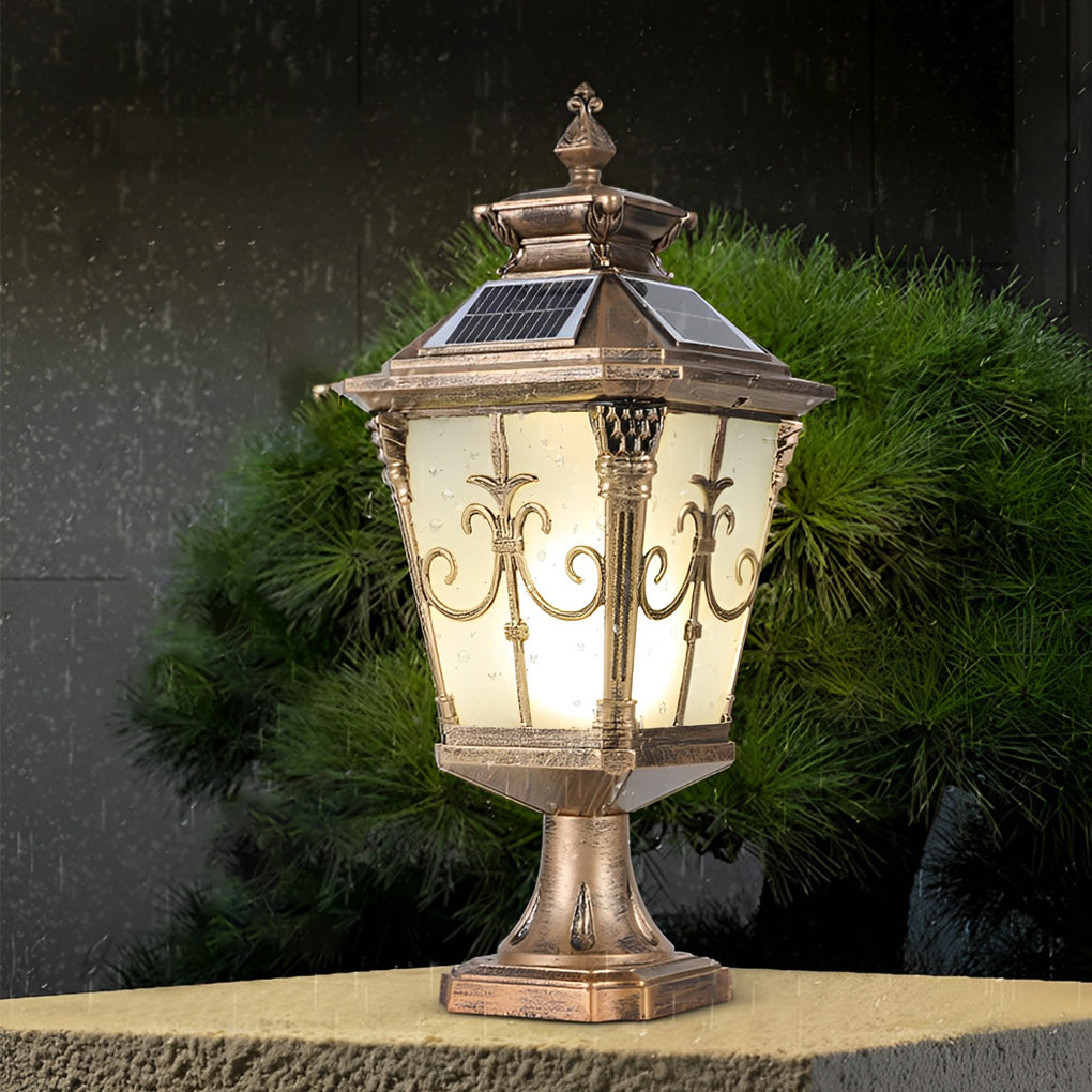 [Open-Box]Retro Pattern Waterproof LED European Style Solar Fence Post Lights