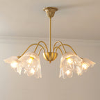 Glass Shades Chandelier Flower Shaped French Style Clear Ceiling Light