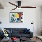 Wooden Ceiling Fan with Light Quiet Dc Motor Flush Mount Fandelier