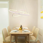 Modern LED Chandelier Minimalist 2-Ring Geometric Lights with Adjustable Height