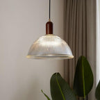 Country Glass Wood Ceiling Lights Bowl Vintage Pendant Lighting