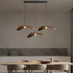 Wabi-sabi Walnut Bar Chandelier Leaf Curve Wooden Pendant Light