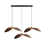 Wabi-sabi Walnut Bar Chandelier Leaf Curve Wooden Pendant Light