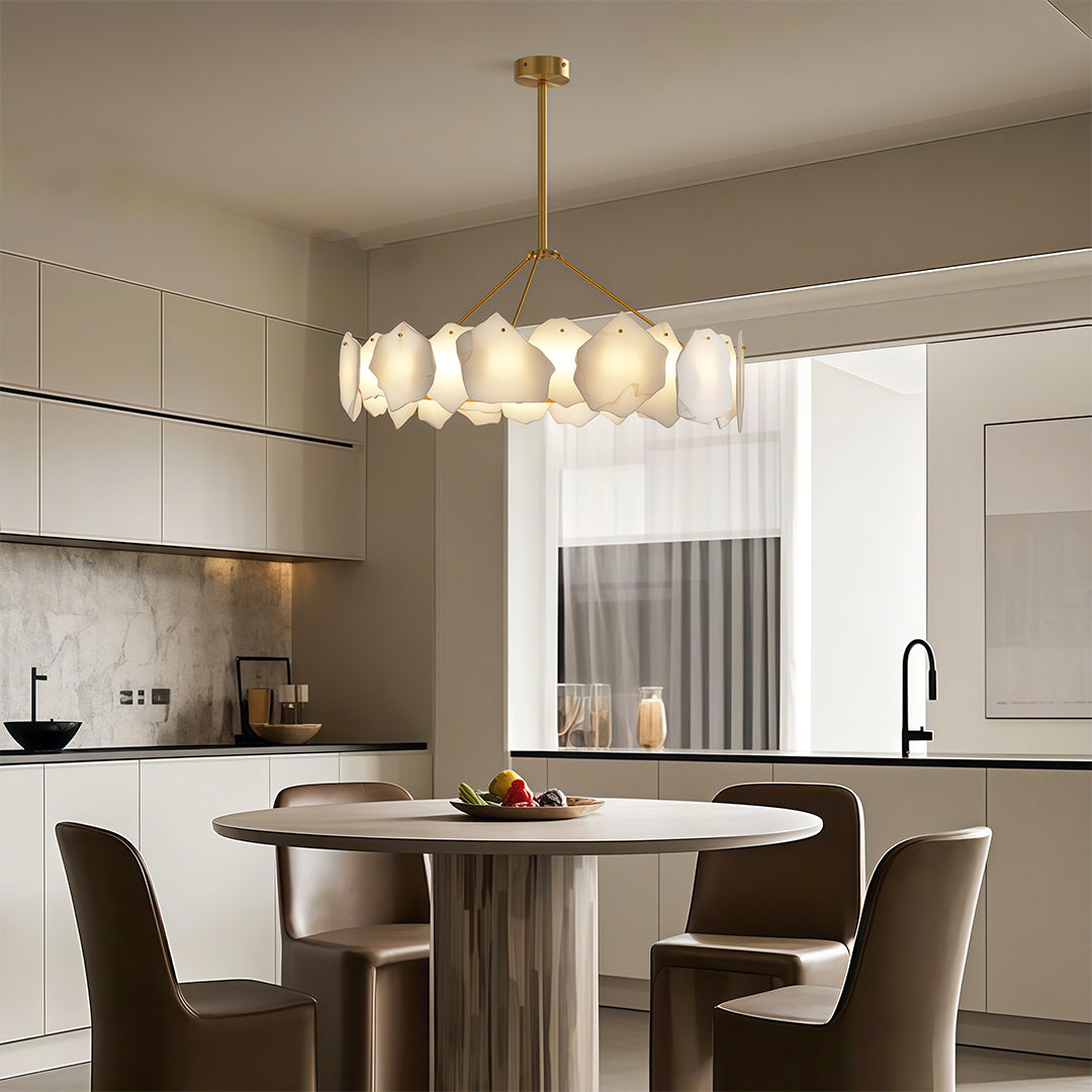 Modern LED Cloud Stone Copper Chandelier