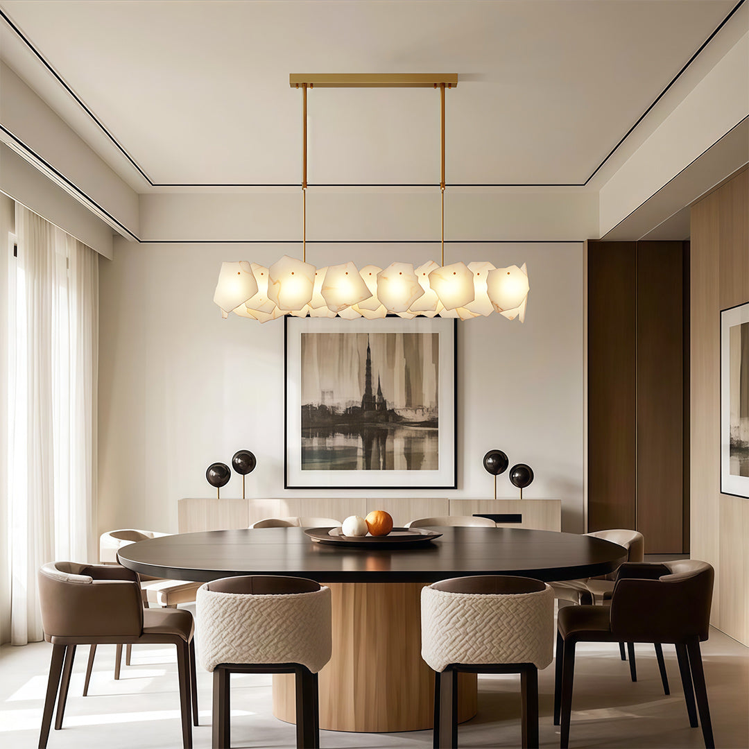 Modern LED Cloud Stone Copper Chandelier