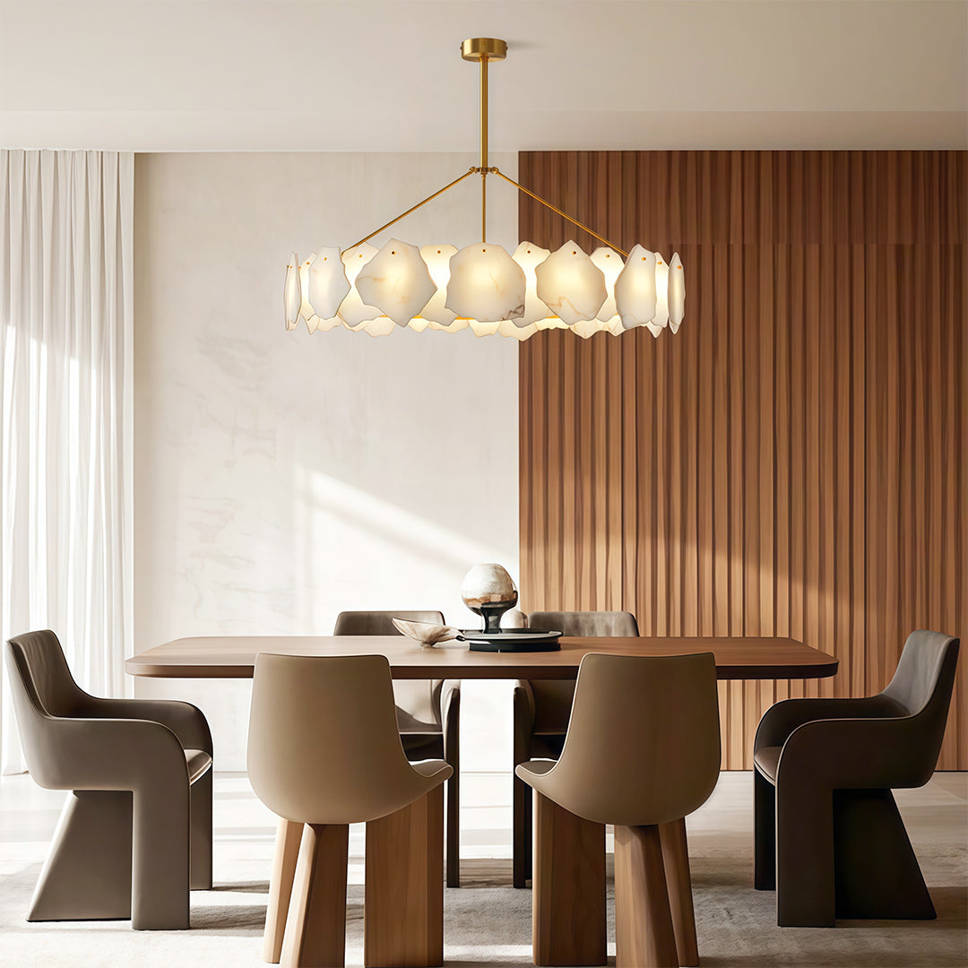 Modern LED Chandelier Cloud Stone Full Copper Ceiling Light