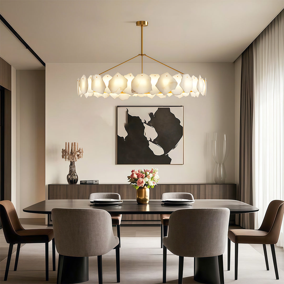 Modern LED Cloud Stone Copper Chandelier