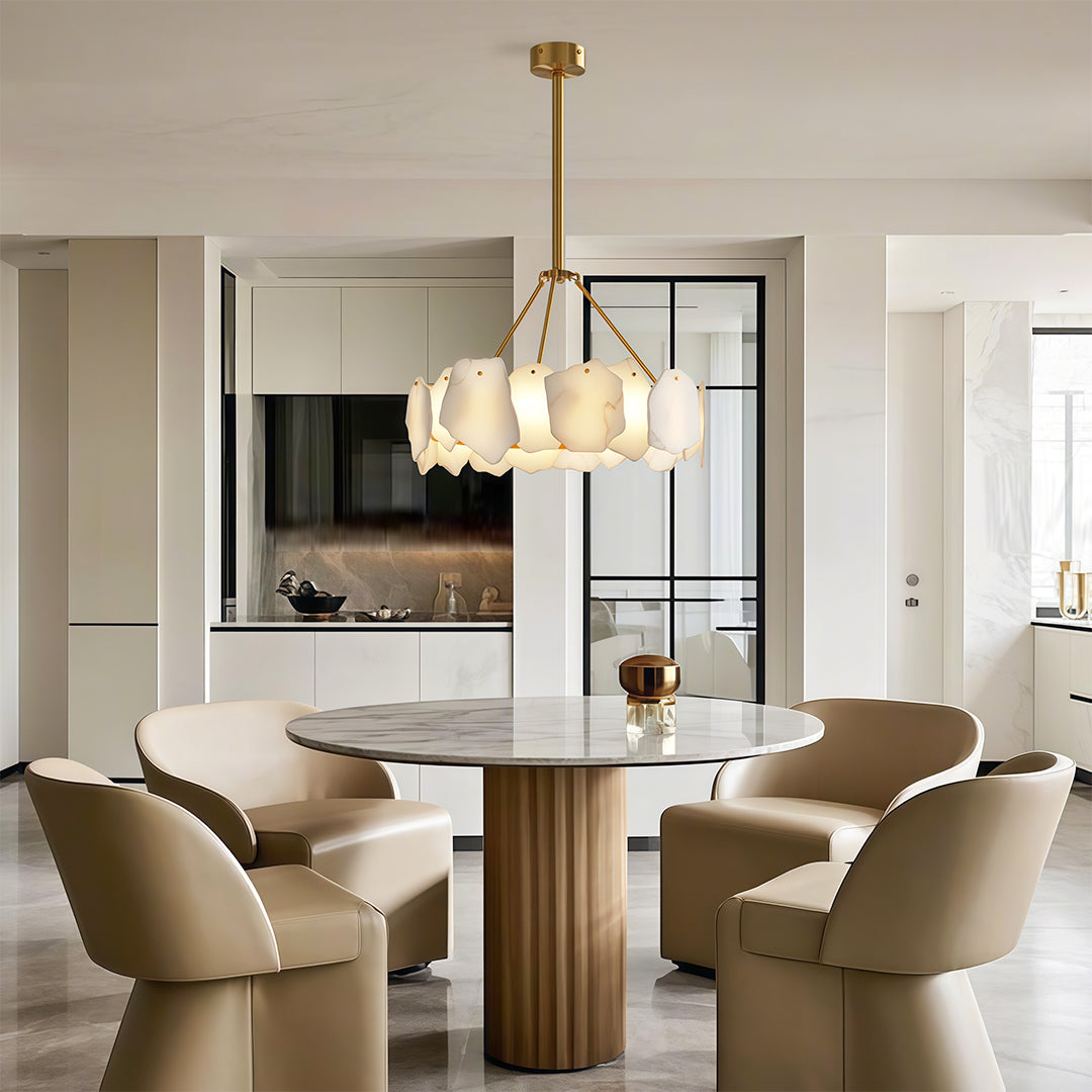 Modern LED Chandelier Cloud Stone Full Copper Ceiling Light