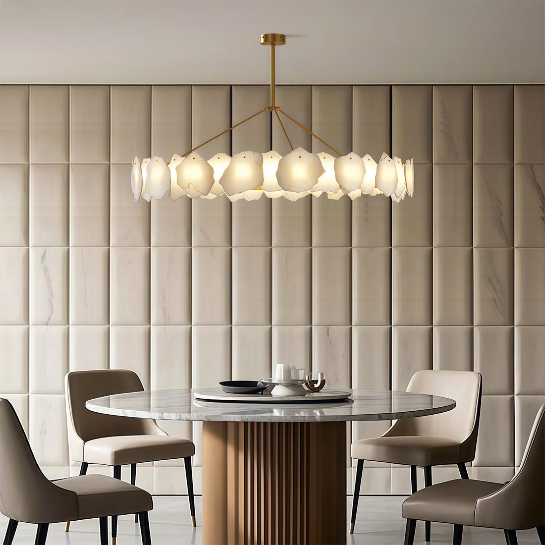 Modern LED Chandelier Cloud Stone Full Copper Ceiling Light