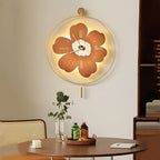 Wall Clock with Light Floral LED Remote‑control Light