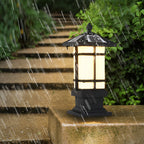 Wall Pillar Lights Outdoor Black Vintage Solar Fence Post Light