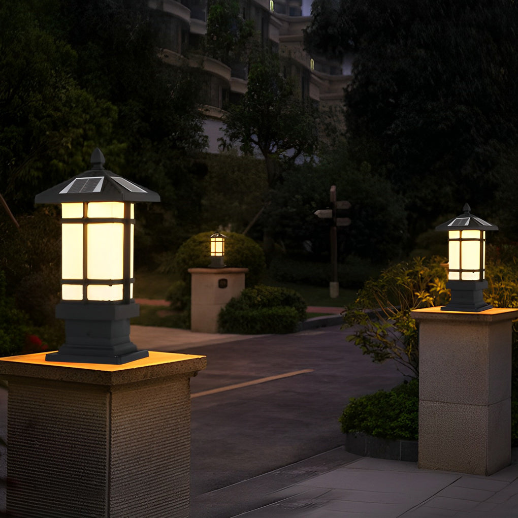 Wall Pillar Lights Outdoor Black Vintage Solar Fence Post Light