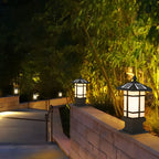 Wall Pillar Lights Outdoor Black Vintage Solar Fence Post Light