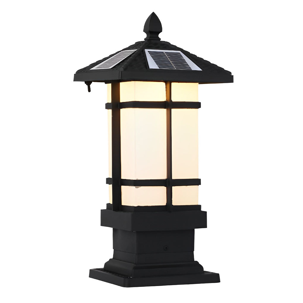 Wall Pillar Lights Outdoor Black Vintage Solar Fence Post Light