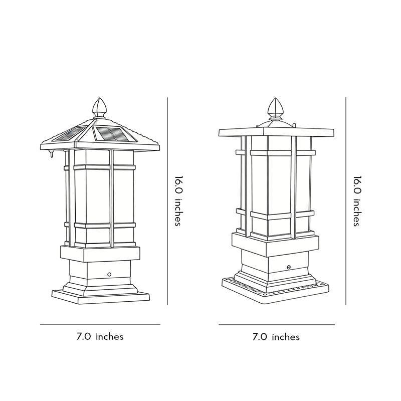 Wall Pillar Lights Outdoor Black Vintage Solar Fence Post Light