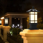 Wall Pillar Lights Outdoor Black Vintage Solar Fence Post Light