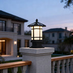 Wall Pillar Lights Outdoor Black Vintage Solar Fence Post Light