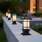 Wall Pillar Lights Outdoor Black Vintage Solar Fence Post Light
