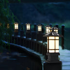 Wall Pillar Lights Outdoor Black Vintage Solar Fence Post Light