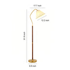 Walnut Floor Lamp Elegant American Retro Fabric Shade Standing Lamp