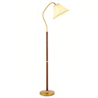 Walnut Floor Lamp Elegant American Retro Fabric Shade Standing Lamp