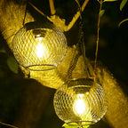 Lantern Style Outdoor Lights Solar Iron Mesh Hanging Lights