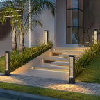 Sleek Stainless Steel LED Louvered Pathway Bollard Lights Modern Waterproof Design