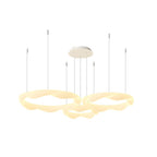Wavy Circle Rings Three Step Dimming LED White Cream Modern Chandelier